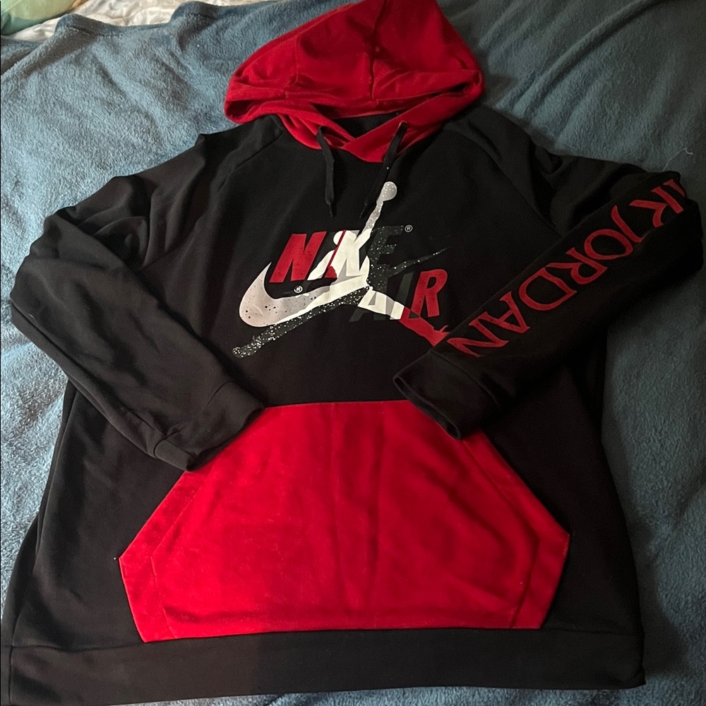 Nike Air Jordan Red and Black Men's Hoodie XXL